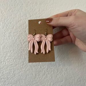 Pink Bow Dangle Earrings